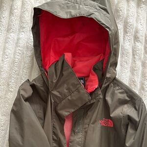 The North Face Olive and Coral Hooded Jacket